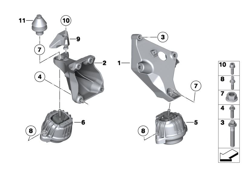 Front Right/Left Engine Motor Mount 22116773742 Compatible With BMW 3 Series E90 & X1 E84