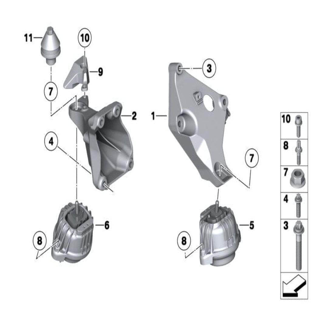 Front Right/Left Engine Motor Mount 22116773742 Compatible With BMW 3 Series E90 & X1 E84 E81 E88
