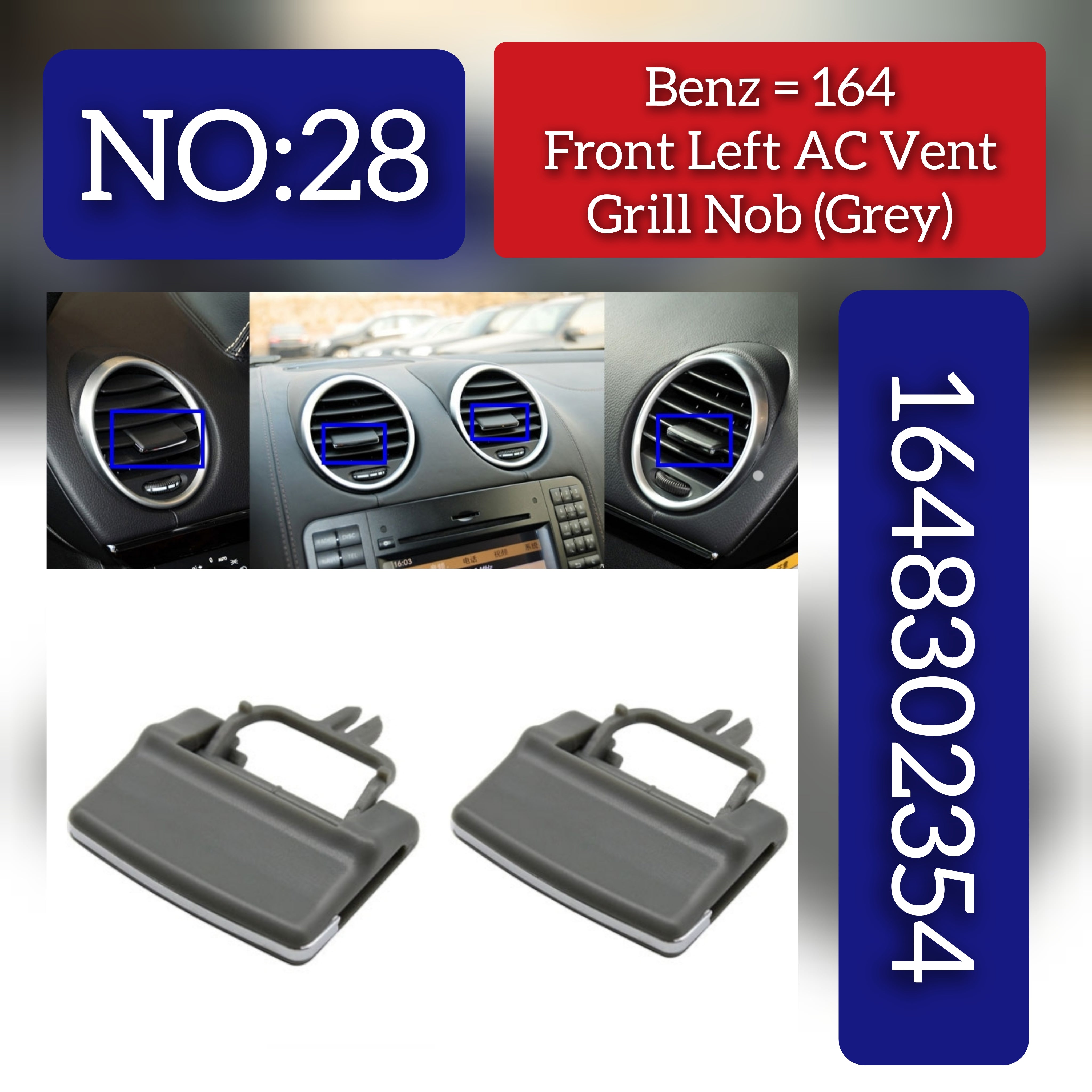 Grey Front Left Air Conditioner Back Ac Vent Grille Outlet Tab Clip Slider Repair Kit 1648302354  Compatible With MERCEDES BENZ GL-CLASS W164 & ML-CLASS W164