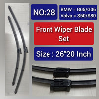 Front Wiper Blade Set (26'20 Inch) Compatible with BMW X5 G05 & X6 G06 & VOLVO S60 S80 Tag-WBF-28
