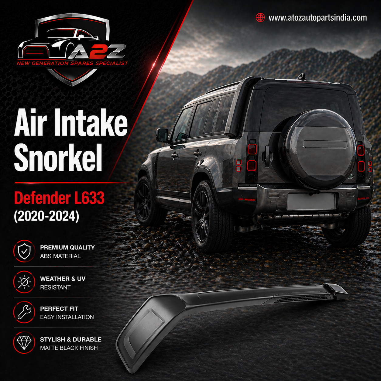 Air Intake Snorkel Compatible With Land Rover Defender L633 (2020-24)