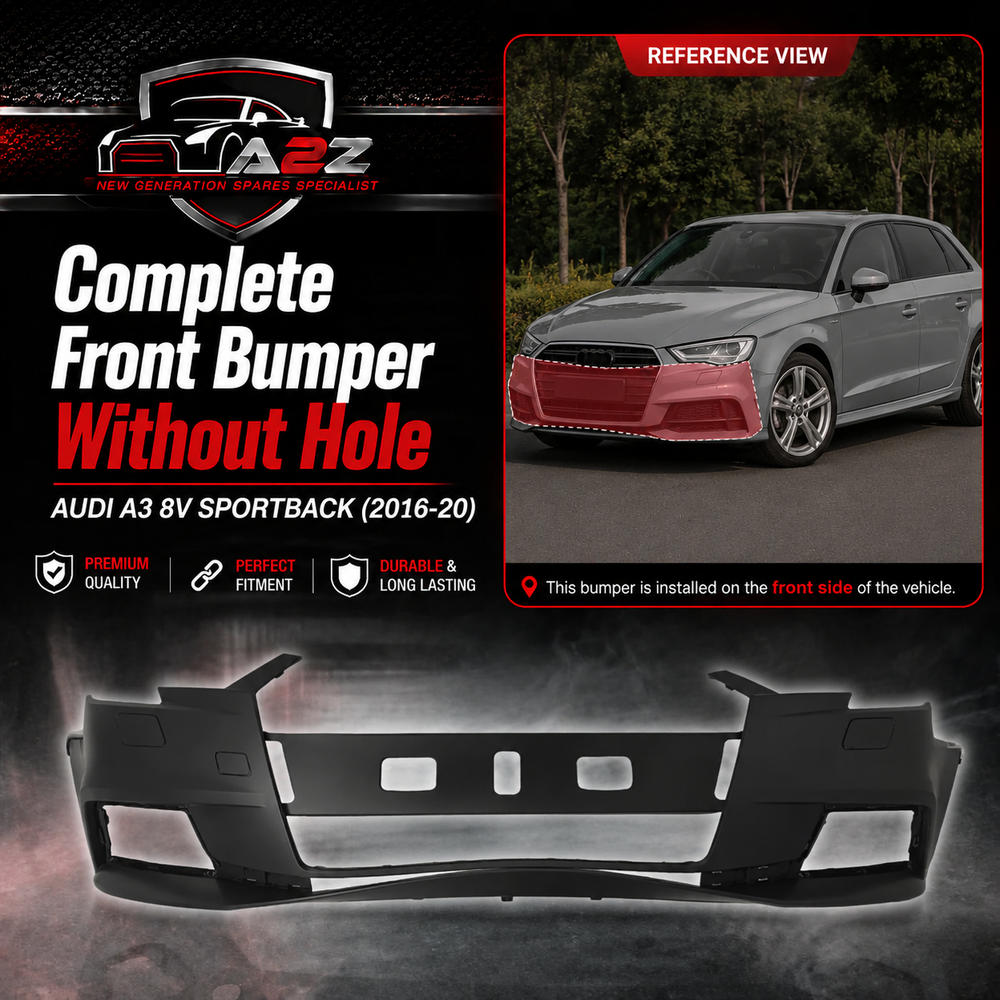 Complete Front Bumper Without Hole 8V3807437AF Compatible With Audi A3 8V Sportback (2016-20) Tag No.6A