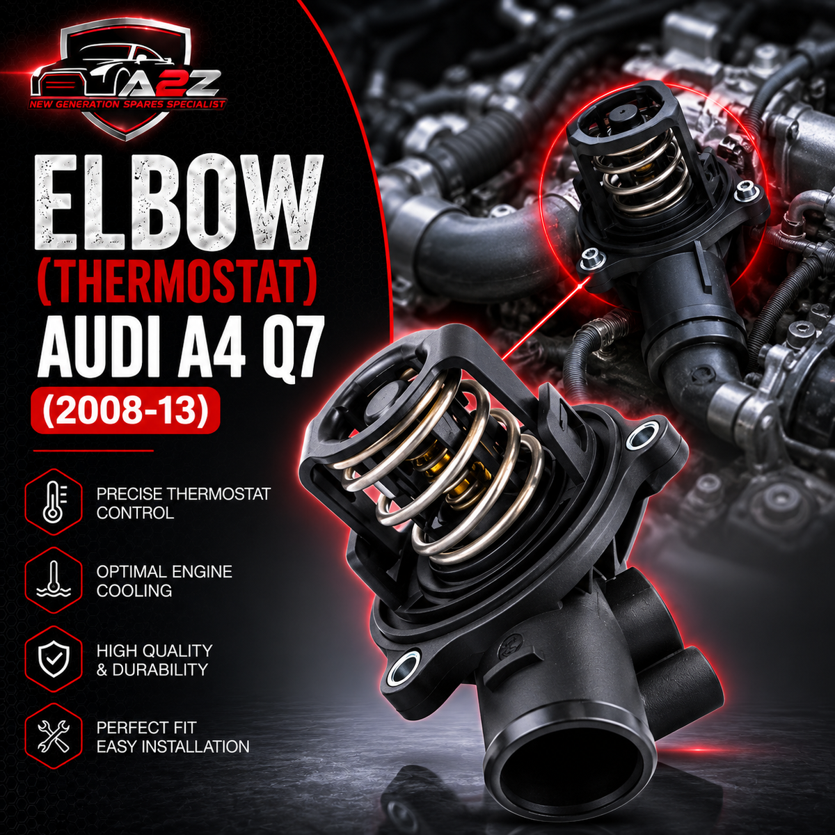 Elbow (Thermostat) 059121111R Compatible With AUDI A4 Q7 Tag-E-48