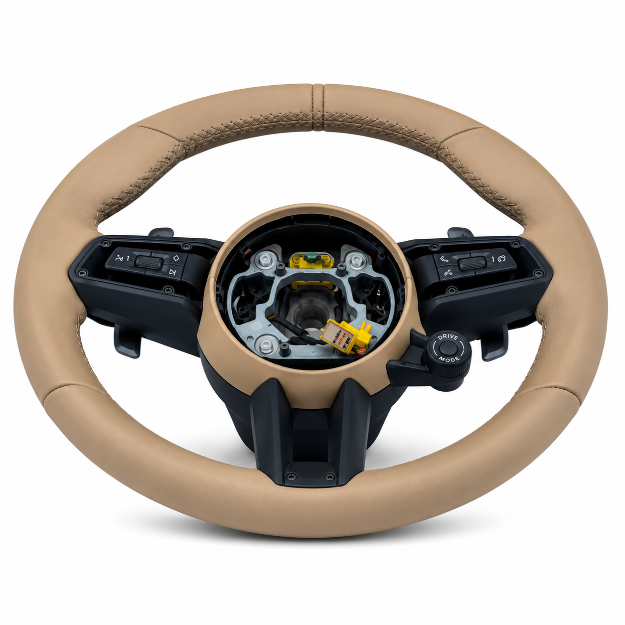 Beige Smooth Leather Steering Wheel Compatible With Porsche All Models