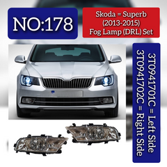 Fog Lamp (DRL) Set Left 3T0941701C 3TD941699A & Right 3T0941702C 3TD941700A Compatible With Skoda Superb (2013-2015) Tag No.178