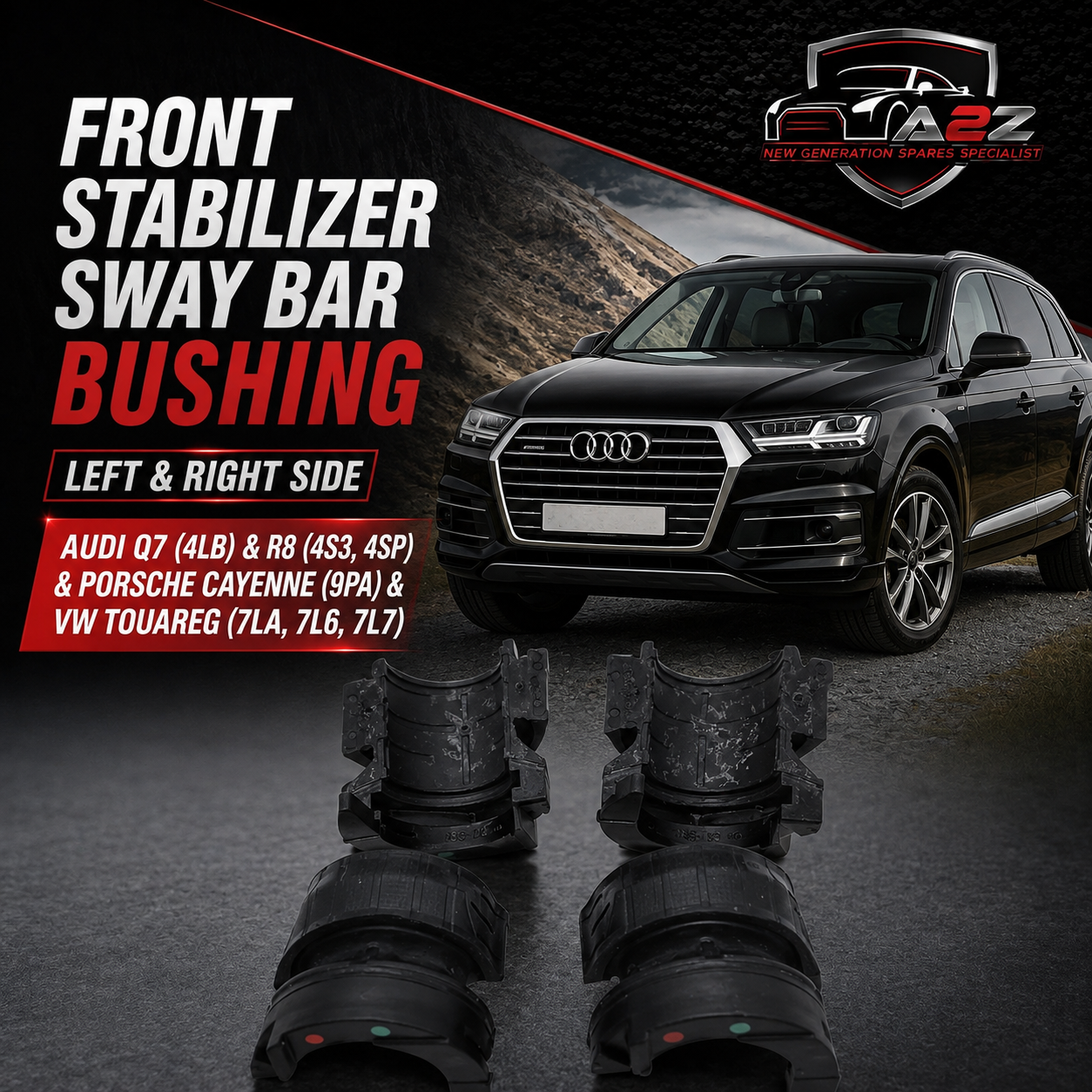 Front Stabilizer Sway Bar Bushing 7L0411313K  Compatible With AUDI Q7 (4LB) & R8 (4S3, 4SP) & PORSCHE CAYENNE (9PA) & VW TOUAREG (7LA, 7L6, 7L7)