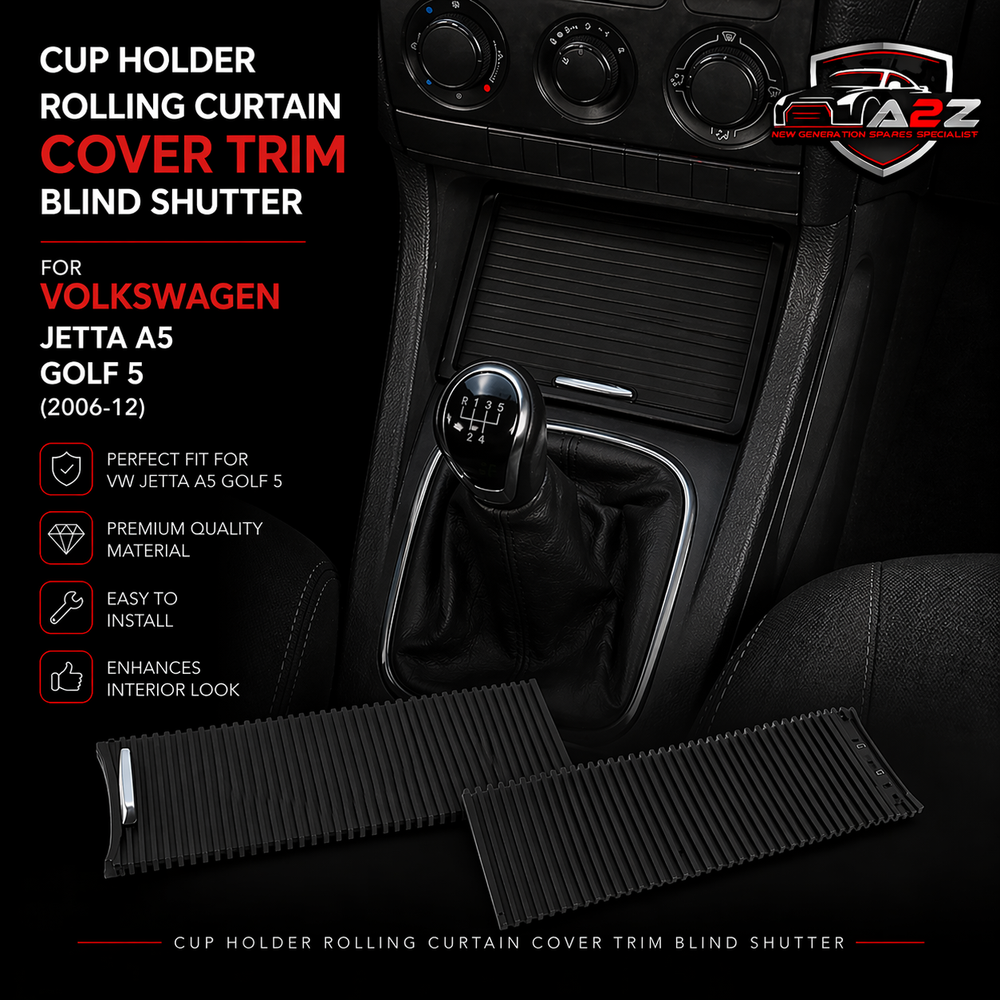 Water Cup Holder Roller Blind Cover, Center Console Armrest Cup Holder Slide Roller Cover Shutters Trim 5KD86253182V Compatible With Volkswagen jetta A5 Golf 5