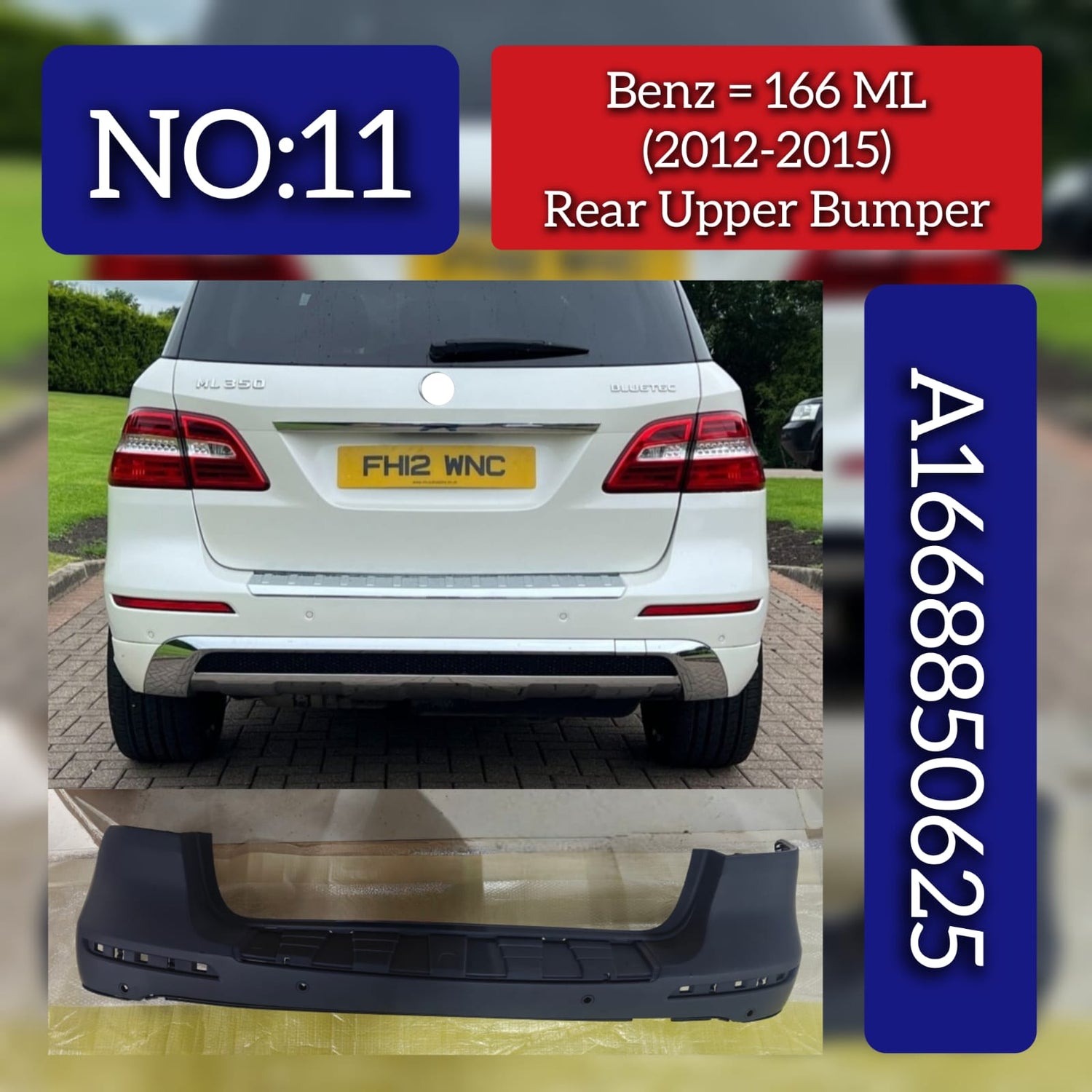 Rear Bumper A1668850625 1668850625 Compatible With MERCEDES-BENZ M-CLASS (W166) (2012-2015) Tag No.11