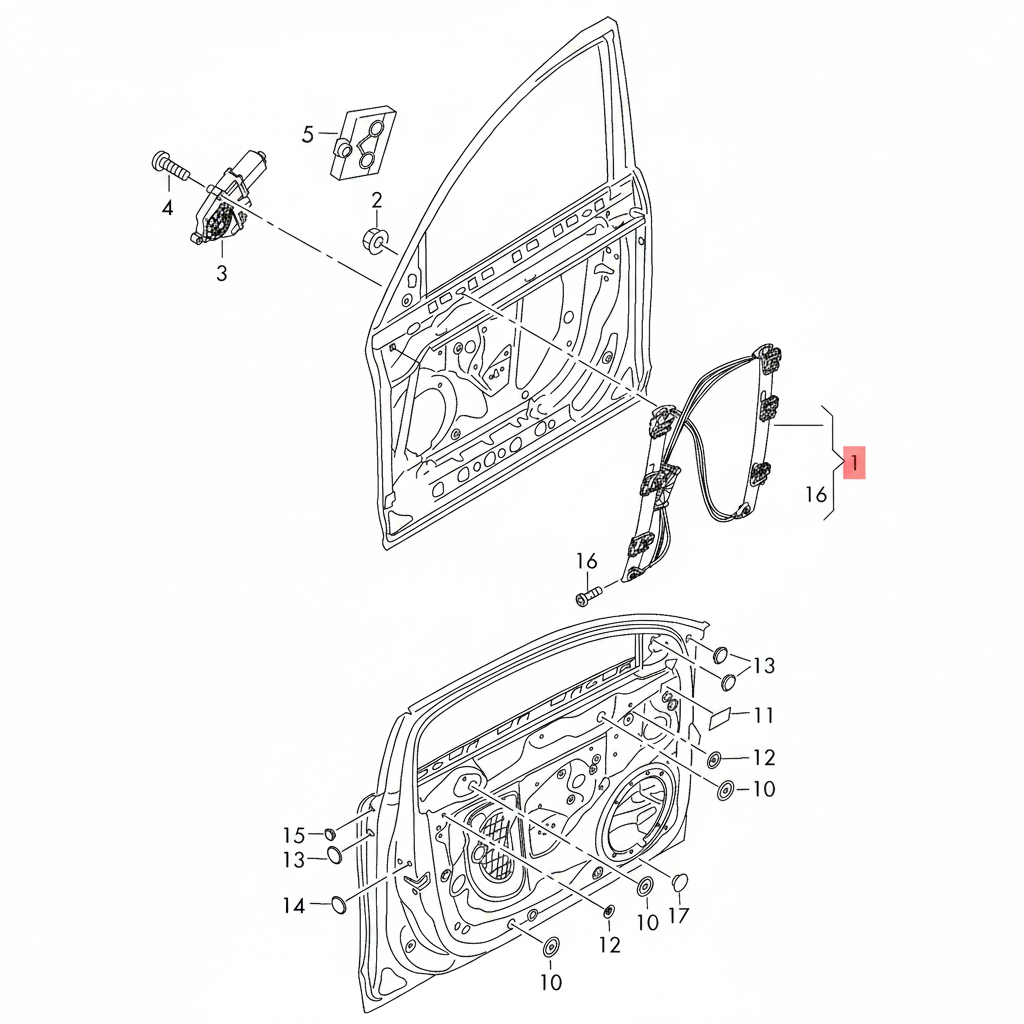 Front Left Power Window Regulator  8K0837461 Compatible with AUDI A4 B8 (8K2) | A4 / S4