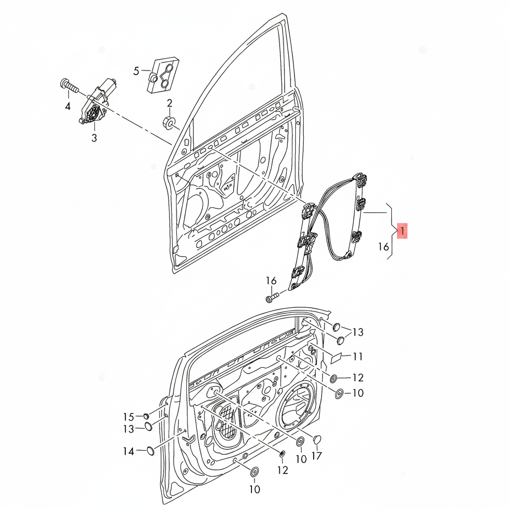 Front Right Power Window Regulator 8K0837462 Compatible with AUDI A4 B8 (8K2) | A4 / S4