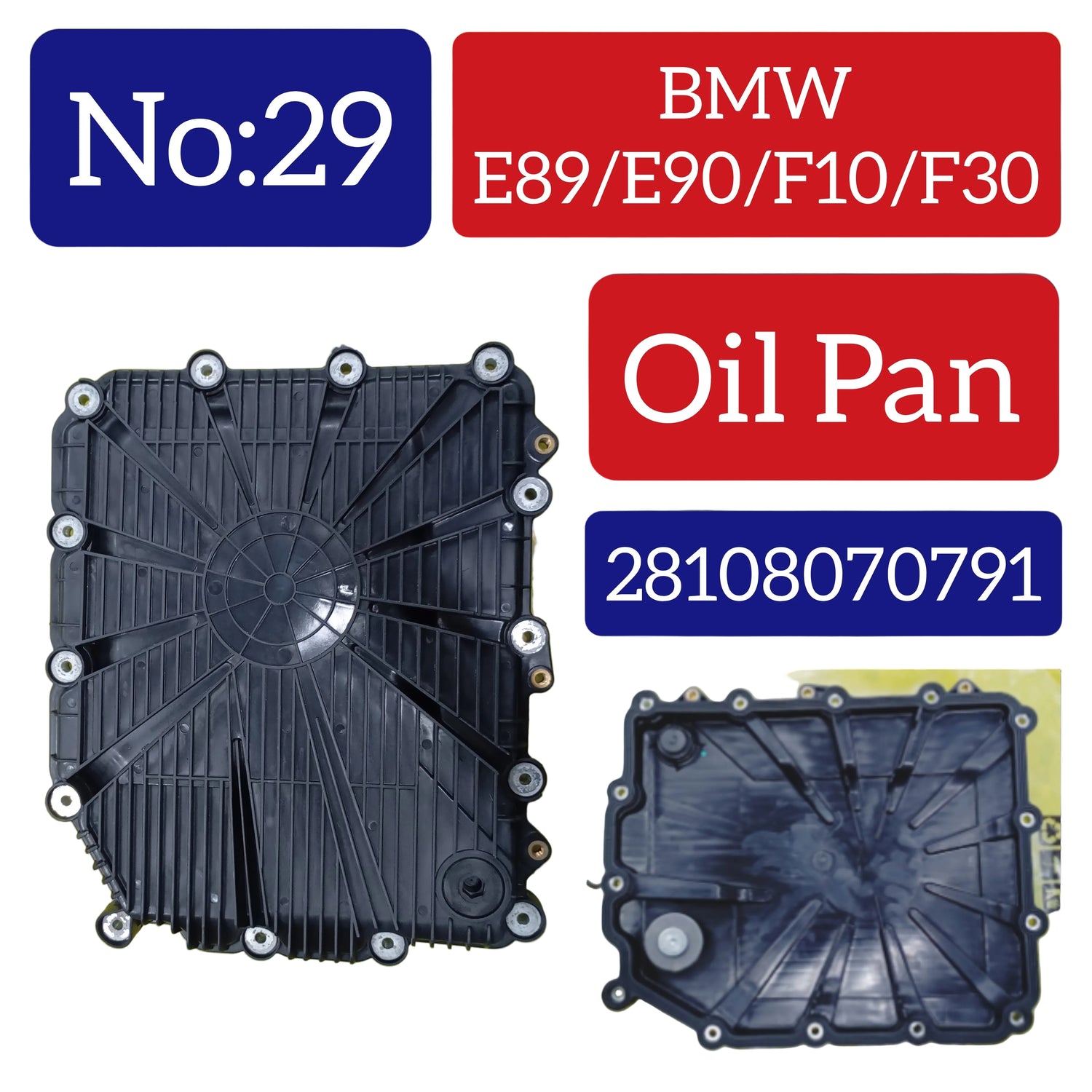 Transmission Oil Pan 28108070791 28107842385 Compatible With BMW 3 Series (F30, F80) & 3 Convertible (E93) & 5 Series  (F10) & 6 Gran Coupe (F06) & Z4 Roadster (E89) Tag 29