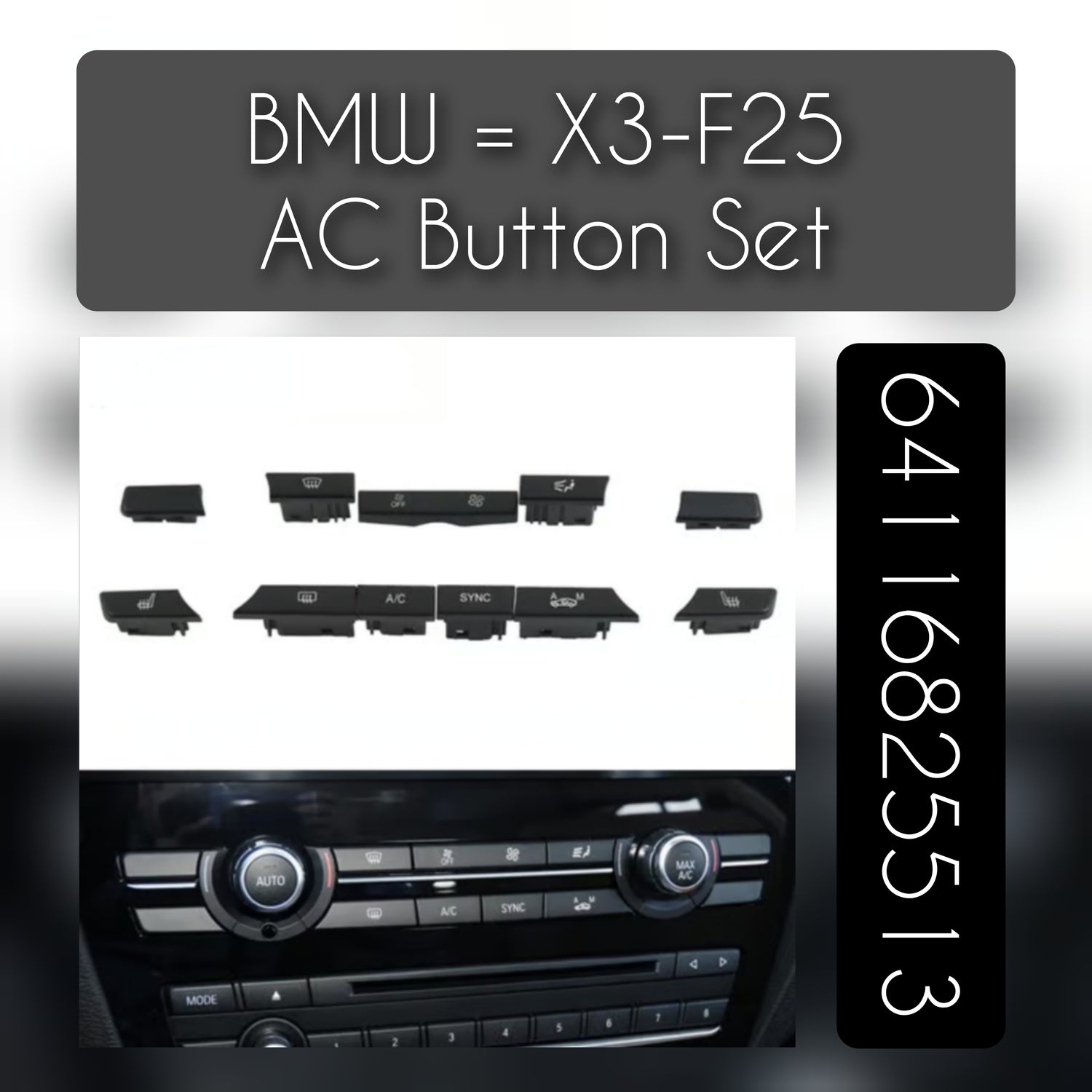 Interior Car Air Conditioner Ventilated Control Ac Button Switches Cover Repair Kit 64116825513 Compatible with BMW  X3 (F25)