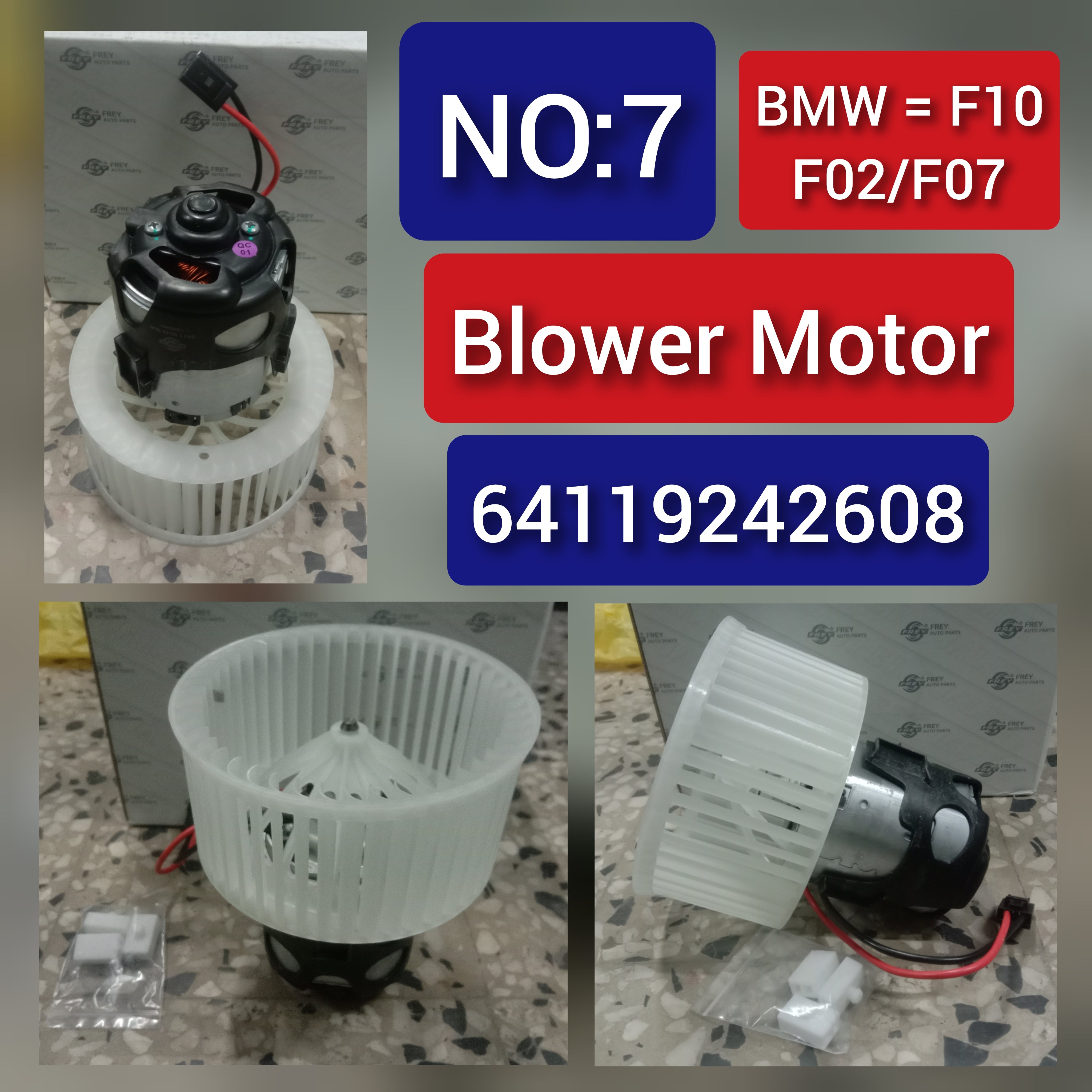 AC Heater Blower Motor 64119242608 Compatible with BMW 5 Series (F10) & 5 Series Gran Turismo (F07) & 6 Series Convertible (F12) & 7 Series (F01, F02, F03, F04) Tag-BM-07