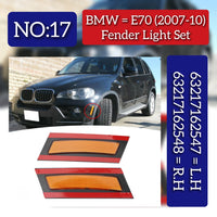 Front Bumper Turn Signal Indicator Light Left 63217162547 & Right 63217162548 Compatible with BMW X5 E70 2007-2010 Tag-FBL-17