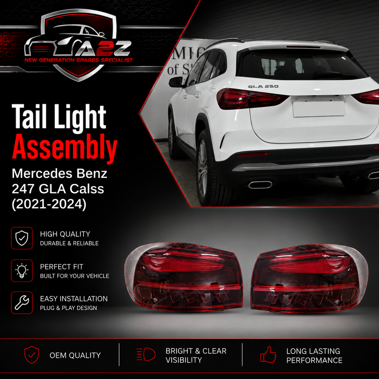 Complete Tail Light Assy Compatible With Mercedes Benz 247 GLA Calss (2021-2024) Tag No.124