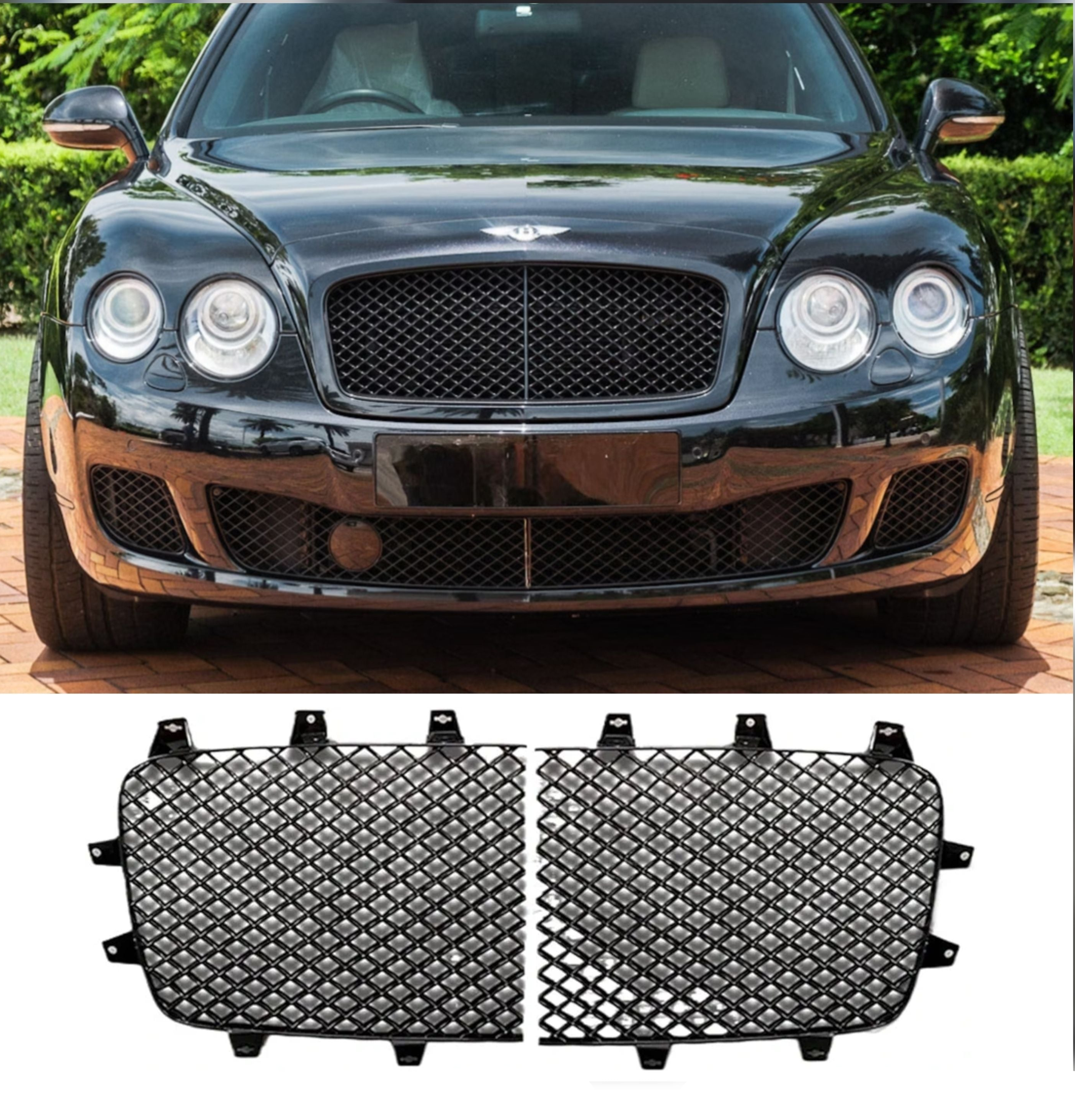 Black Show Grill Set Left 3W0853683 & Right 3W0853684 Compatible With Bentley Flying Spur (2009-2012) Tag No.2