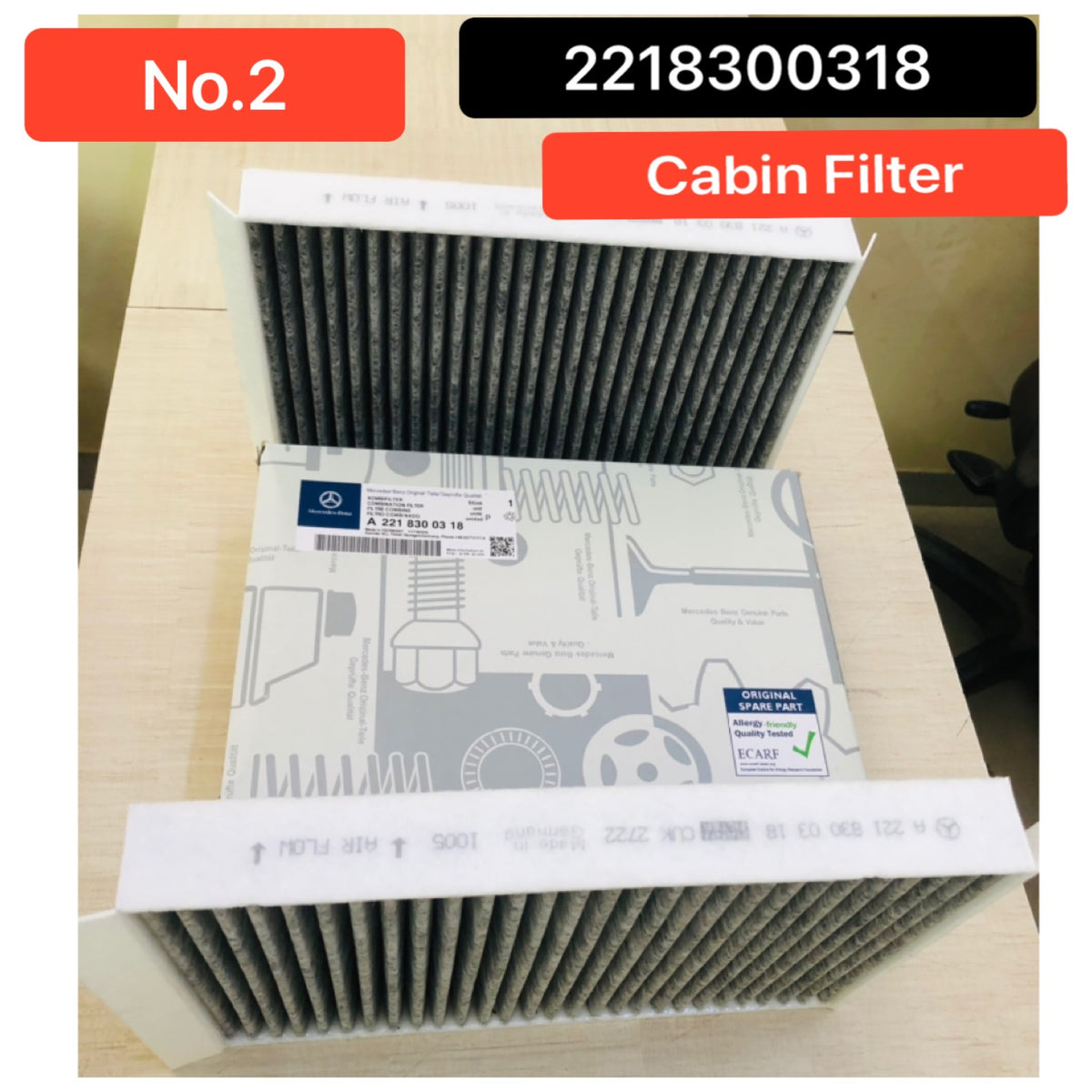 Cabin Filter 2218300018 A2218300318 E2919LB2 LAO292/S A2218300018 A2218300318 A2218300718 Compatible With  MERCEDES-BENZ CLS (C219) & S-CLASS (W221, V221) & S-CLASS Coupe (C216) Tag No.2