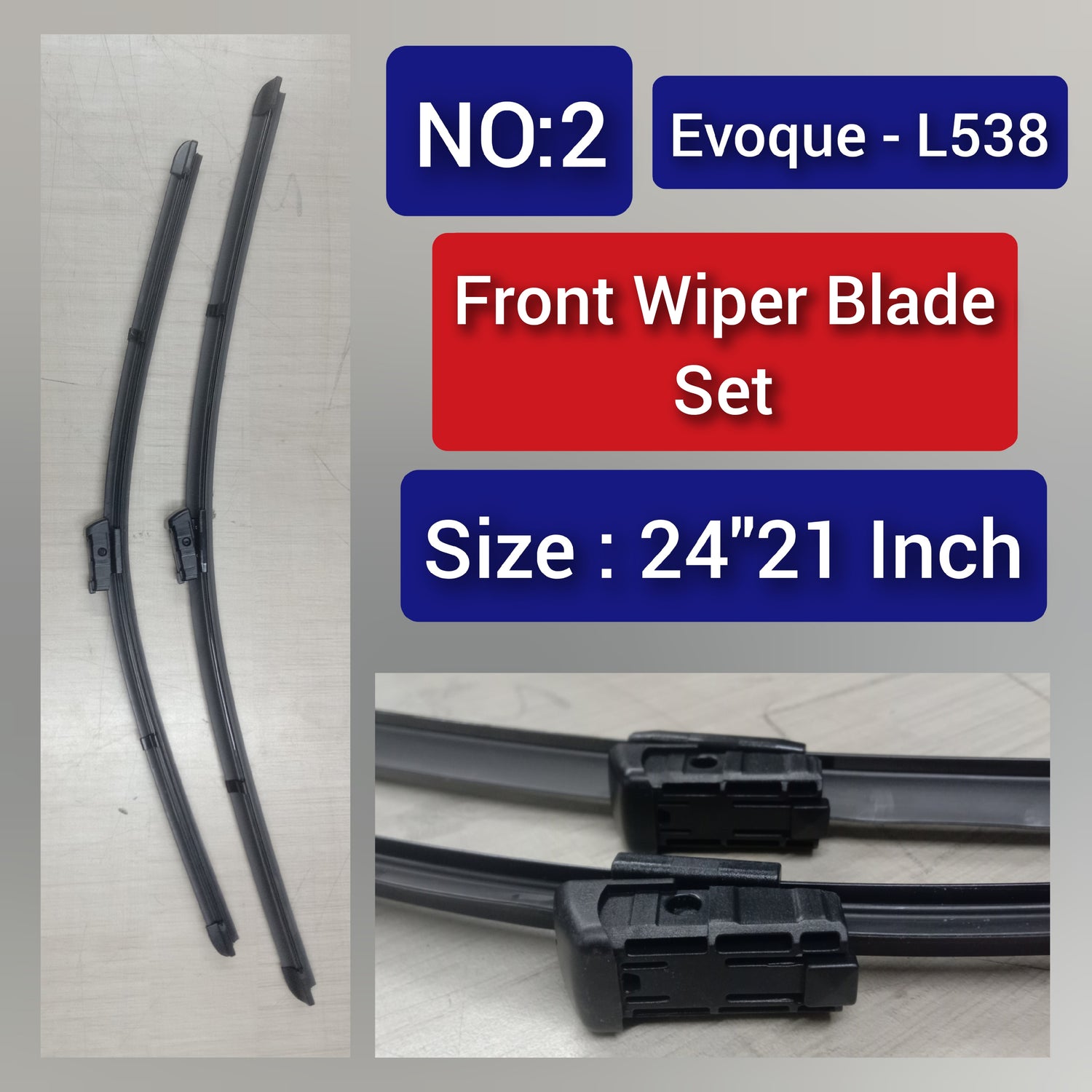 Front Wiper Blade Set (24"21 Inch) Compatible with Land Rover Range Rover Evoque L358  Tag-WBF-02