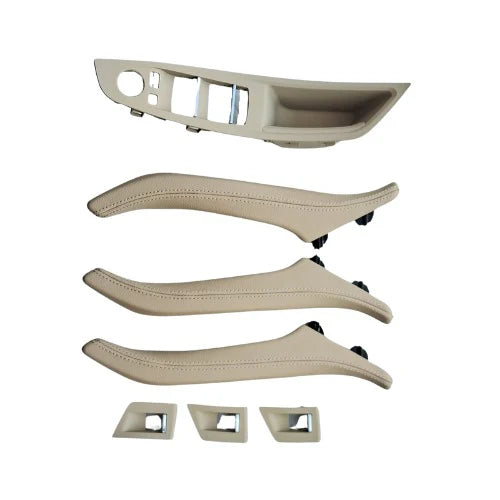 BMW 5 Series F10 inner door handle set with leather – 7-piece luxury interior replacement for 2010–2016 models with OEM-level fit

