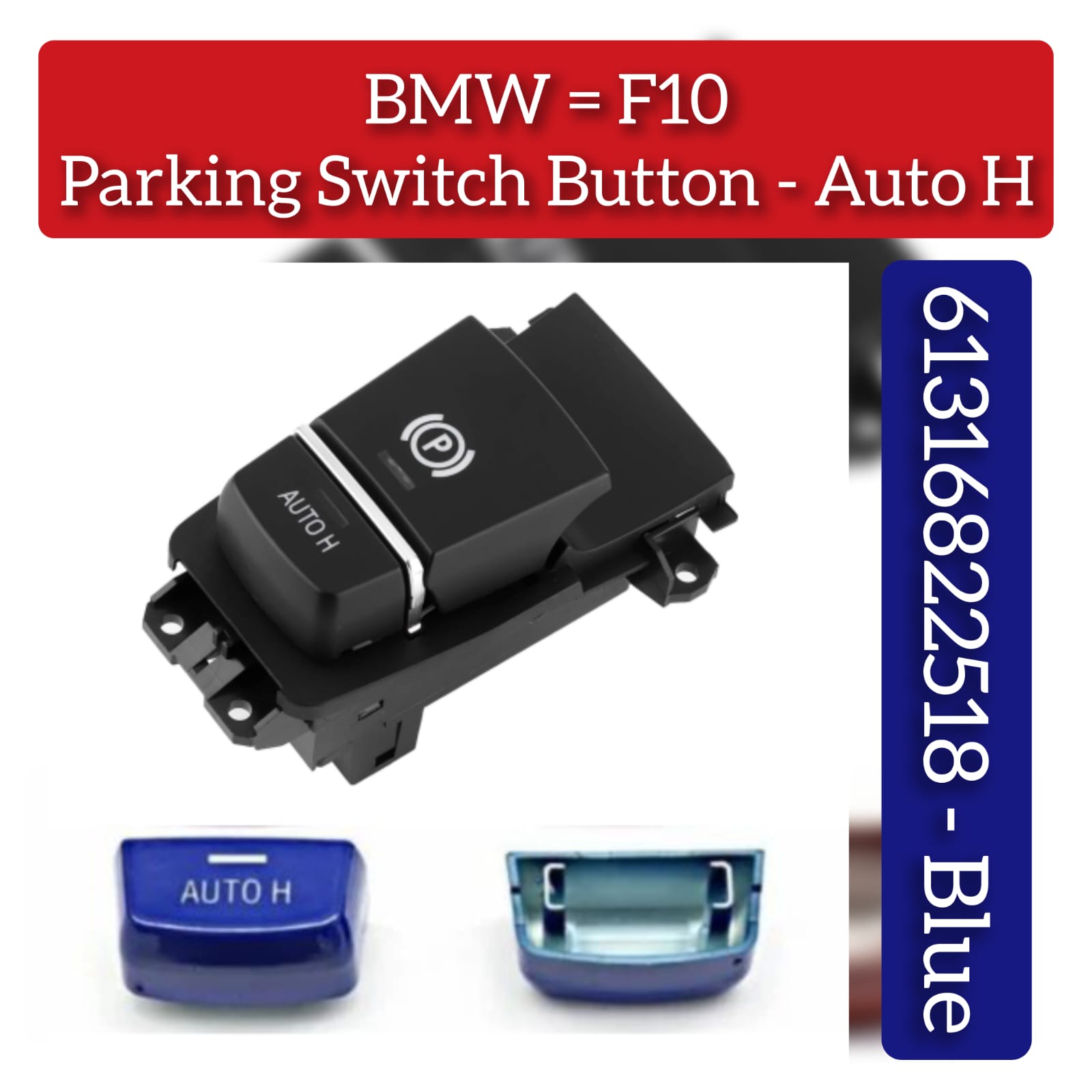 Parking Brake Button Switch Cover Black 61316822518-1 Compatible with BMW 5 Series F10  & 6 Series F12 & X3 F25