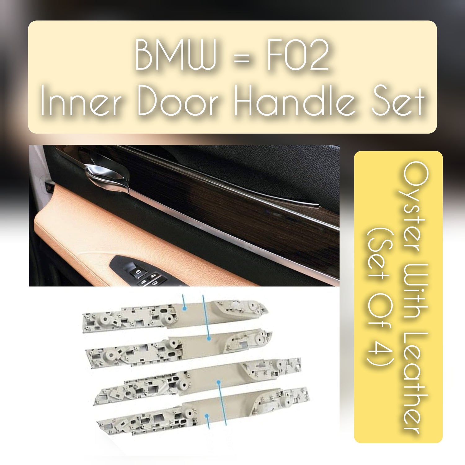 BMW 7 Series F01 leather inner door handle set compatible with F02, F03, F04 – luxury handle set with OEM fit and finish for 2008–2015 models

