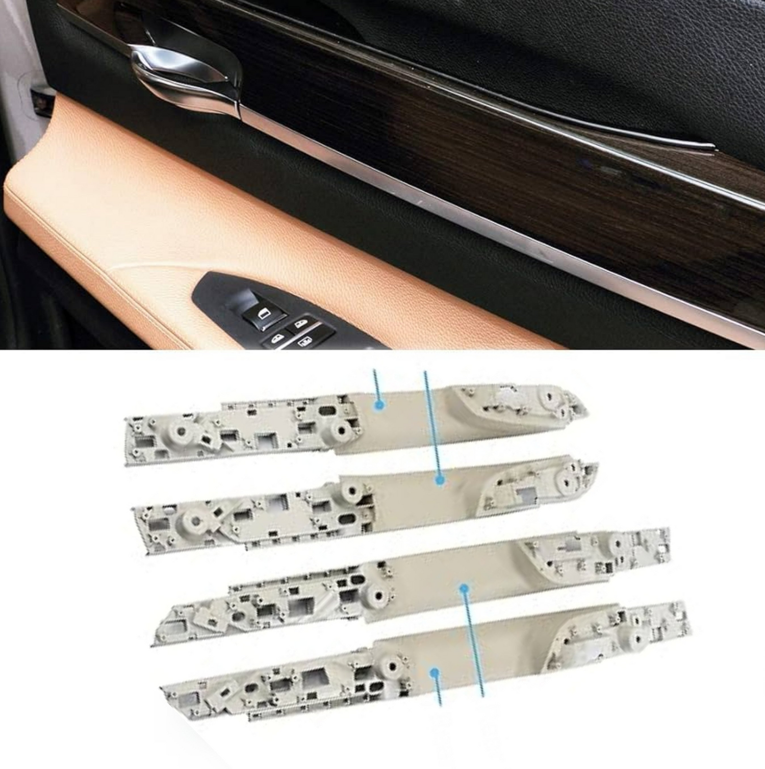 BMW 7 Series F01 leather inner door handle set compatible with F02, F03, F04 – luxury handle set with OEM fit and finish for 2008–2015 models

