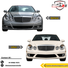 Front Bumper Kit Compatible With Mercedes Benz E Class W211 (2007-2009) Upgrade To Mercedes Benz AMG C63 (Shipping Cost Not Included In Price)