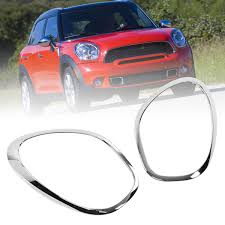 Headlight Chrome Bezel Ring Trim Left 51139801573 & Right 51139801574 Compatible With MINI MINI COUNTRYMAN (R60) (Glossy Silver 2011-2016)