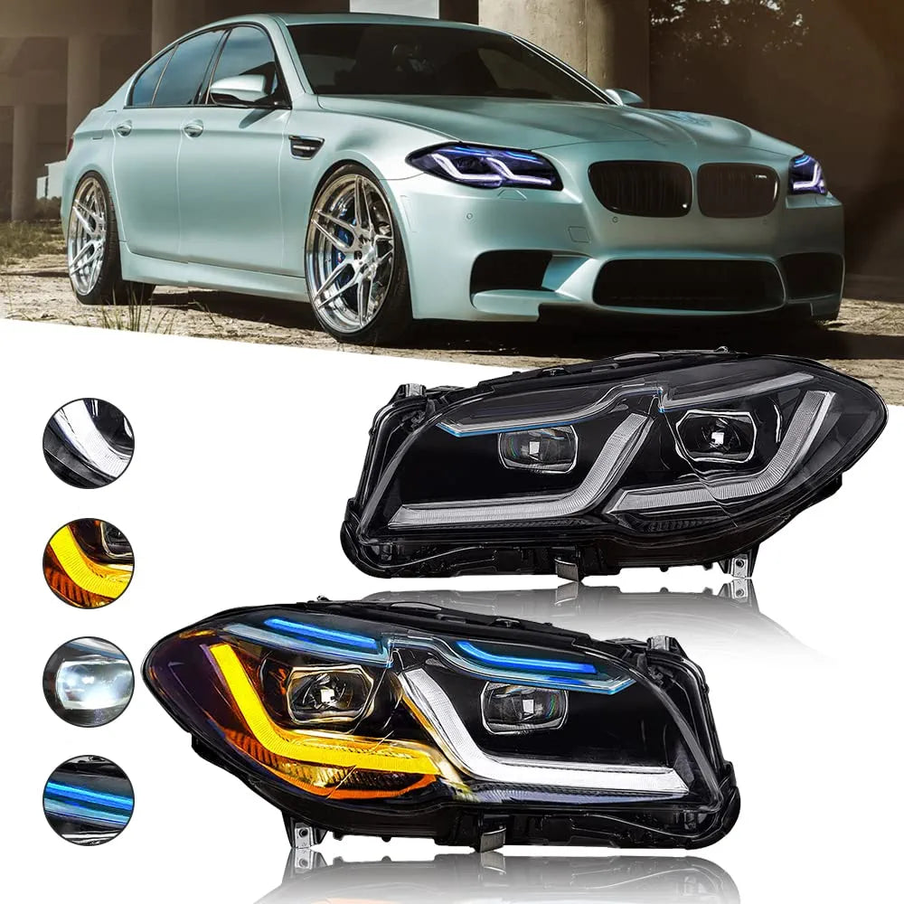 Complete Headlight Assy Set (Upgrade To G30 Style) Plug And Play No Need To Change Bumper Compatible With BMW F10 (2011-17) Tag No.4