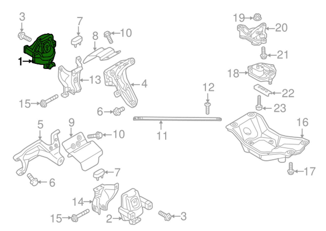Front Right Engine Motor Trans Mount 8K0199381KN Compatible With AUDI A4 B8 (8K2) | A4 / S4