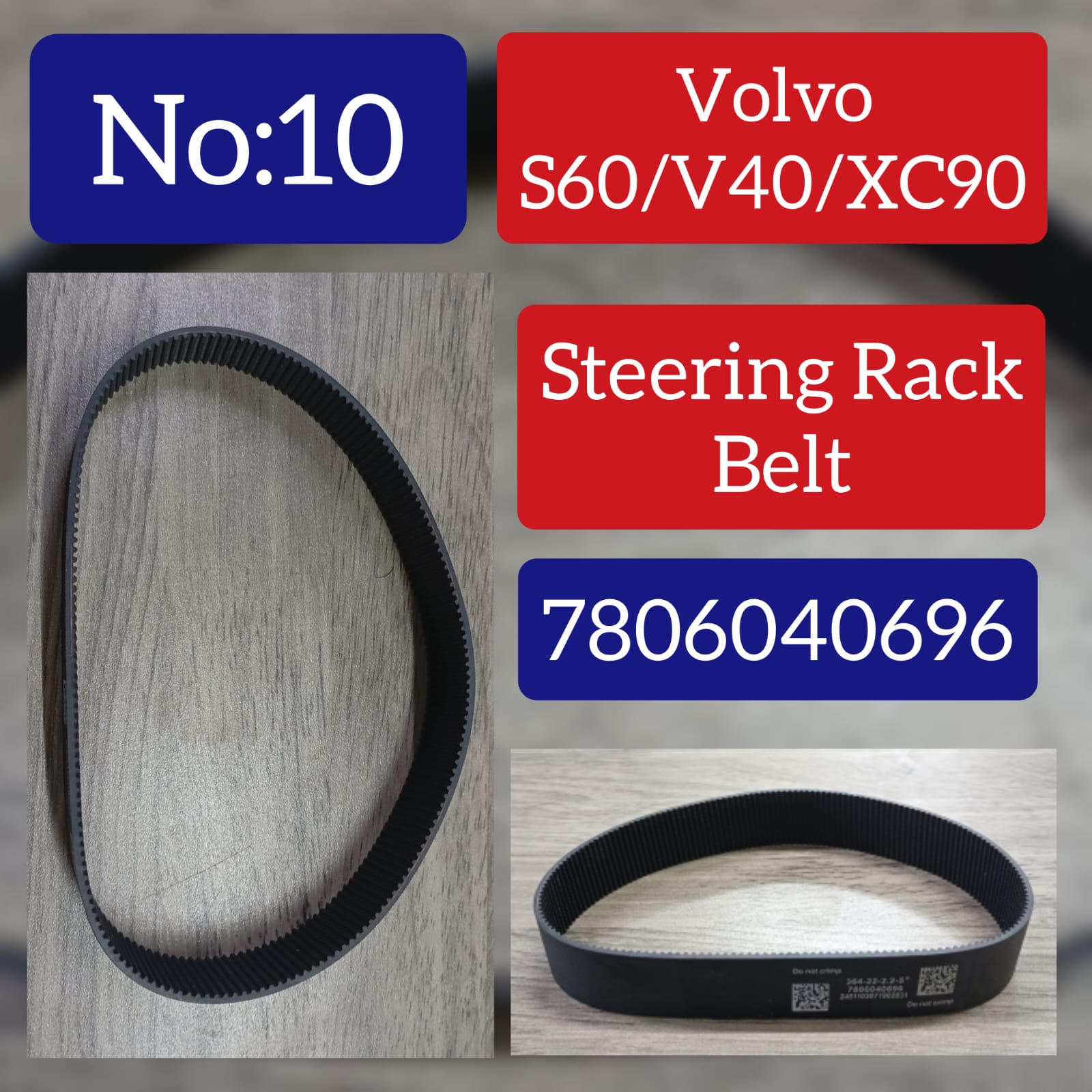 Steering Rack Belt 7806040696 Compatible With Volvo S60 & V40 & XC90 Tag-10.