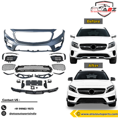Front Bumper Kit Compatible With Mercedes Benz GLA W156 X156 (2014-2019) Upgrade To Mercedes Benz AMG GLA45 (Shipping Cost Not Included In Price)