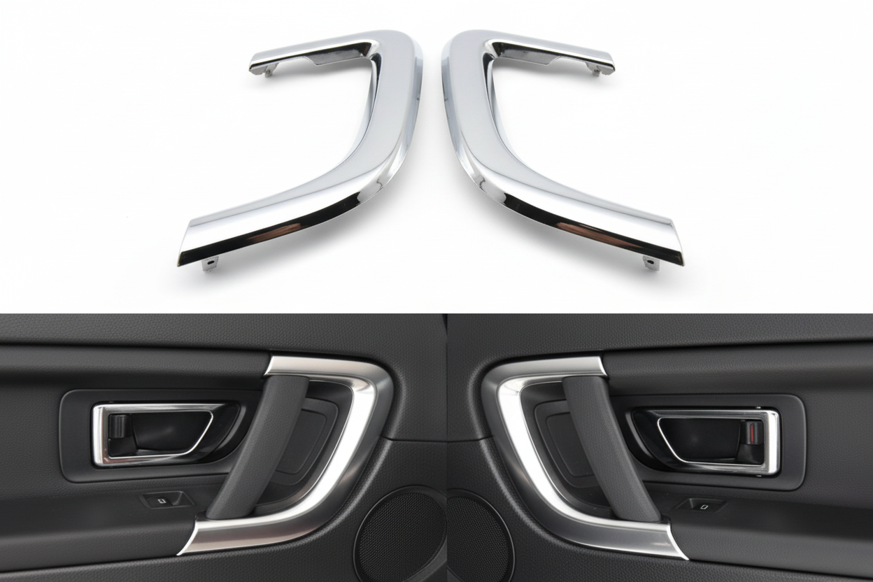 Interior Door Handle Surrounding Cover Trim  Silver Chrome  Left LR076101 & Right LR076102 Compatible With Land Rover Discovery (2015-2019)