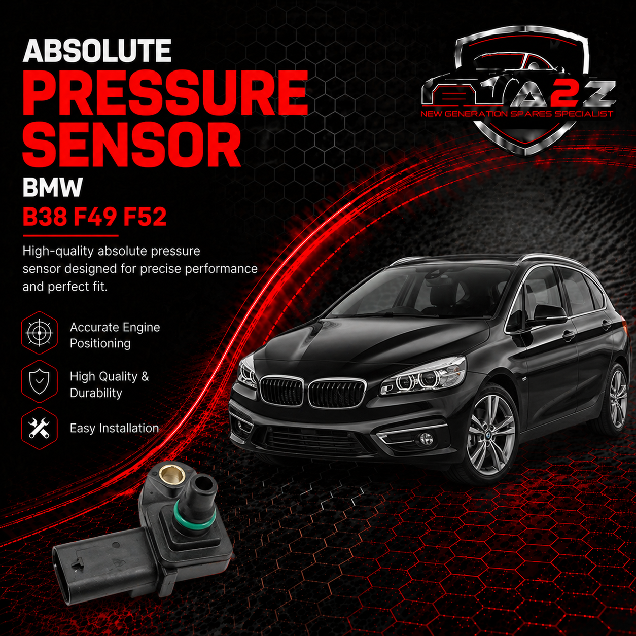 Absolute Pressure Sensor 13628637898 Compatible With BMW B38 F49 F52