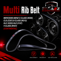 Multi Rib Belt 5PK1960 A0039934596 Compatible With MERCEDES-BENZ C-CLASS (W205) CLS (C257) E-CLASS (W213) GLC (X253) GLE (V167) V-CLASS (W447) (CONTINENTAL)