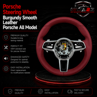 Burgundy Smooth Leather Steering Wheel Compatible With Porsche All Models