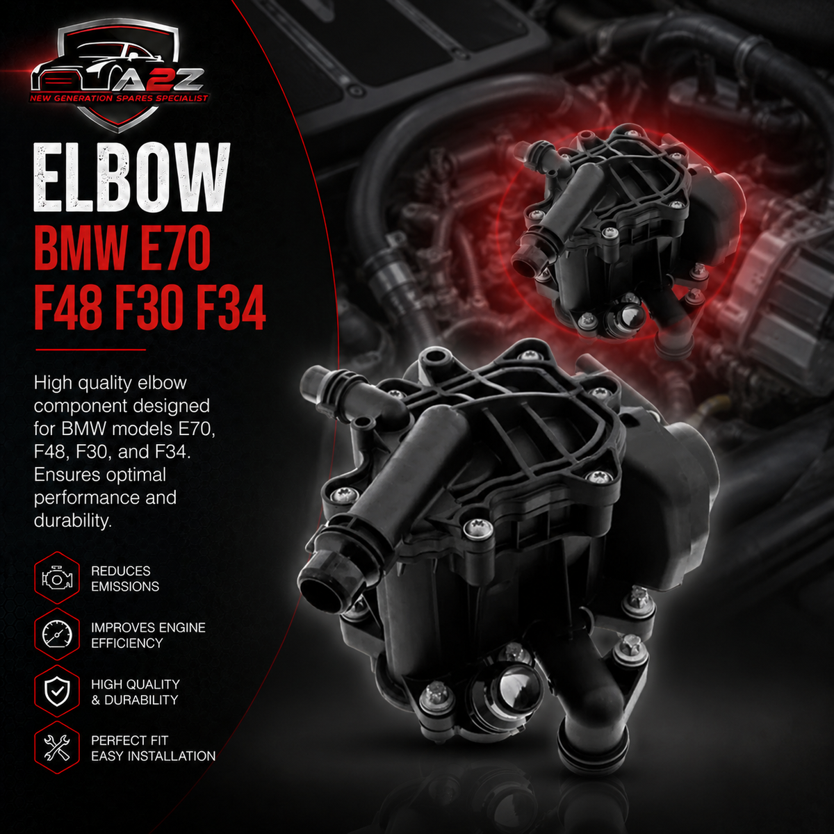 Elbow 11537644811 Compatible With BMW (E70/F48/F30/F34/G01/G02/G20/G28/G30/G32) Tag No.104