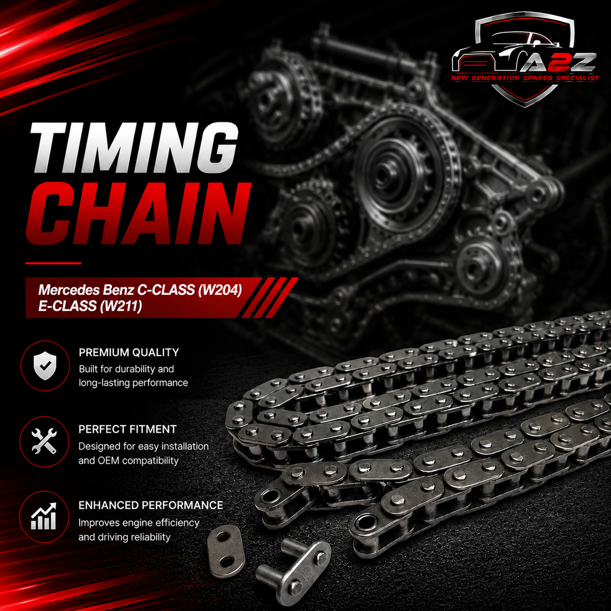 Timing Chain A0009932176 0009932176 Compatible With Mercedes Benz C-CLASS (W204) E-CLASS (W211)