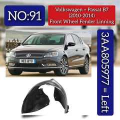 Front Wheel Fender Liner Left 3AA805977 Compatible With Volkswagen PASSAT B7 (362) (2010-2014) Tag No.91