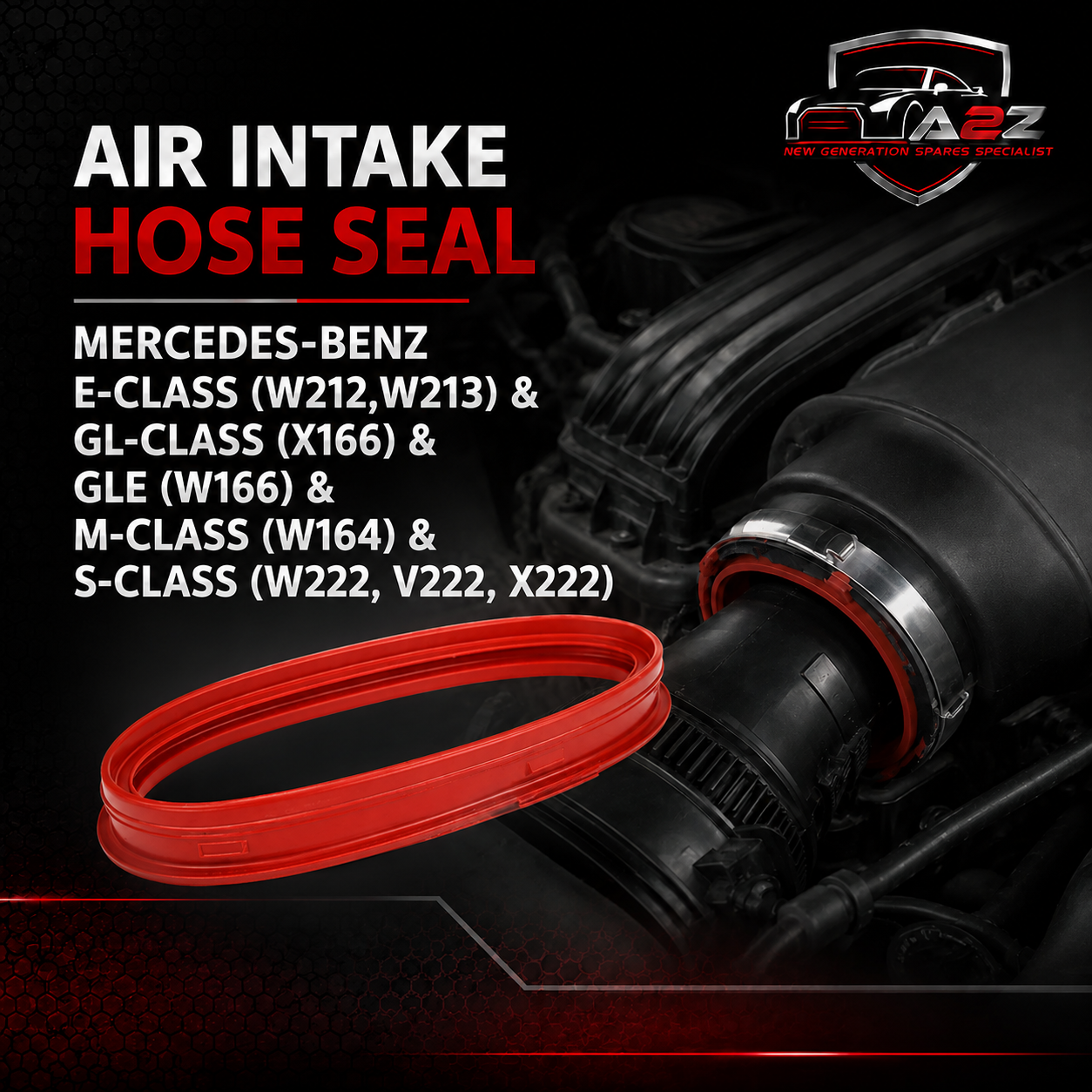 Air Intake Hose Seal 6420940280 Compatible With MERCEDES-BENZ E-CLASS (W212,W213) & GL-CLASS (X166) & GLE (W166) & M-CLASS (W164) & S-CLASS (W222, V222, X222)