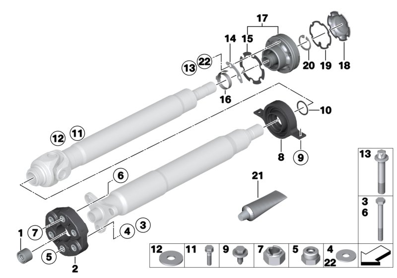 Prop Shaft Centre Support Bearing Mount 26127521856 Compatible With BMW 5 Series E60 & 6 Series E63 & 6 Series Convertible E64