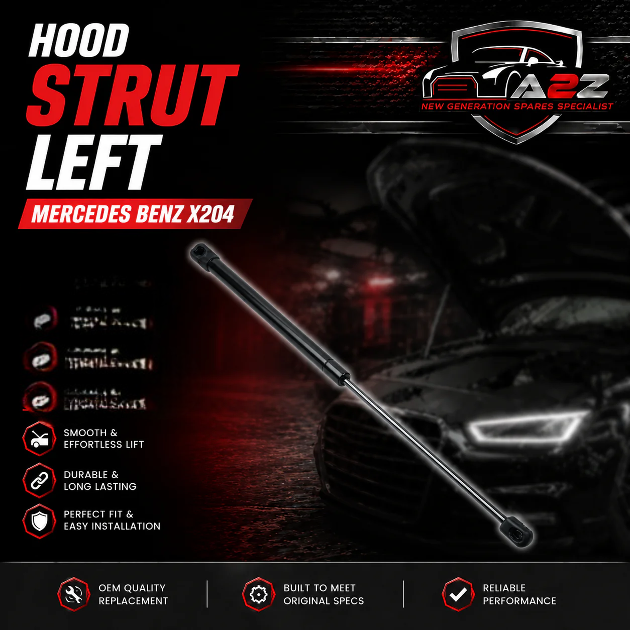 Hood Strut Left 2049801064 Compatible With Mercedes Benz GLK X204