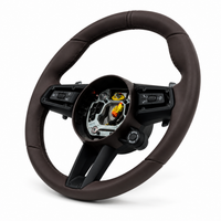 Dark Brown Smooth Leather Steering Wheel Compatible With Porsche All Models