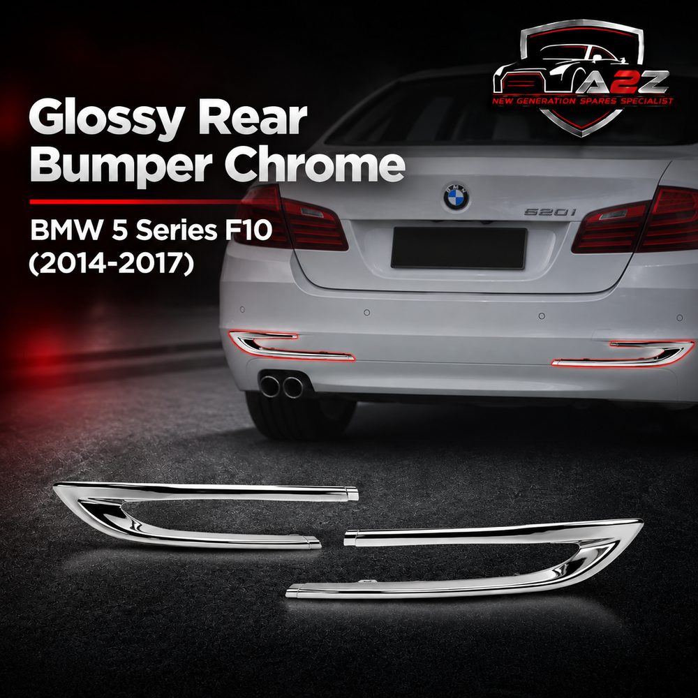 Glossy Rear Bumper Chrome Left 51127341675 & Right 51127341676 Compatible With BMW 5 Series (F10) (2014-2017) Tag No.61