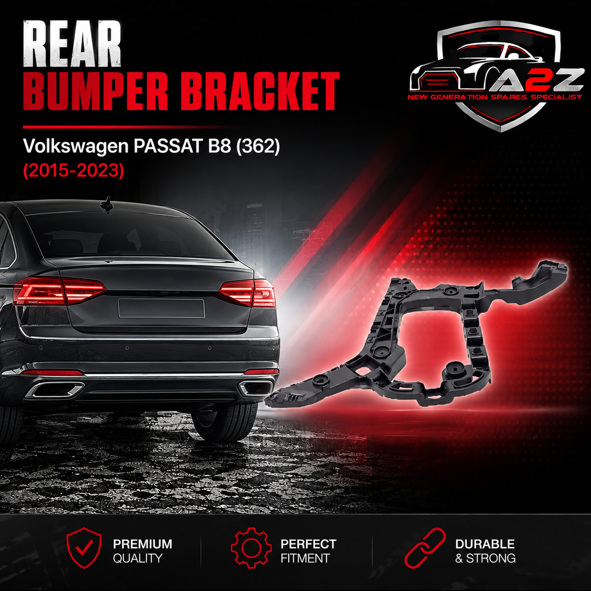 Rear Bumper Bracket Left 3GD807393 Right 3GD807394 Compatible With Volkswagen PASSAT B8 (362) Tag No.307