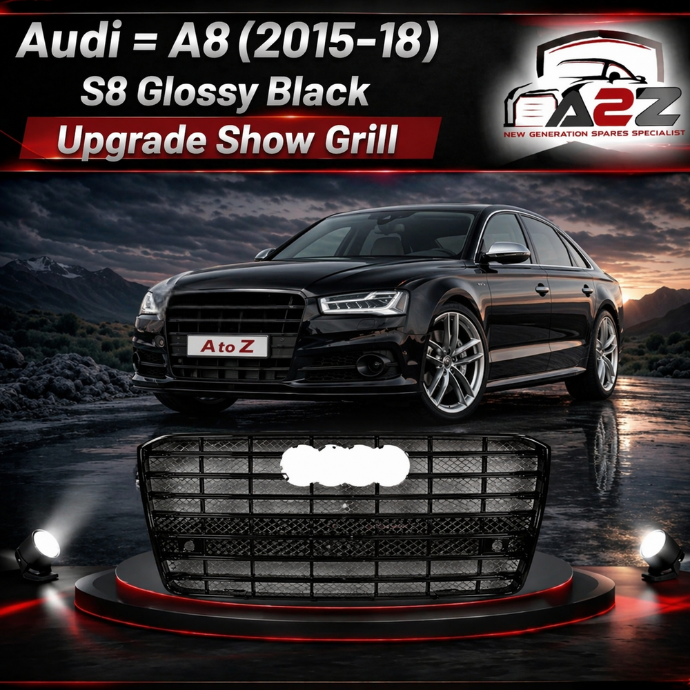 S8 Glossy Black Upgrade Show Grill Compatible With Audi = A8 (2015-18) Tag No.111