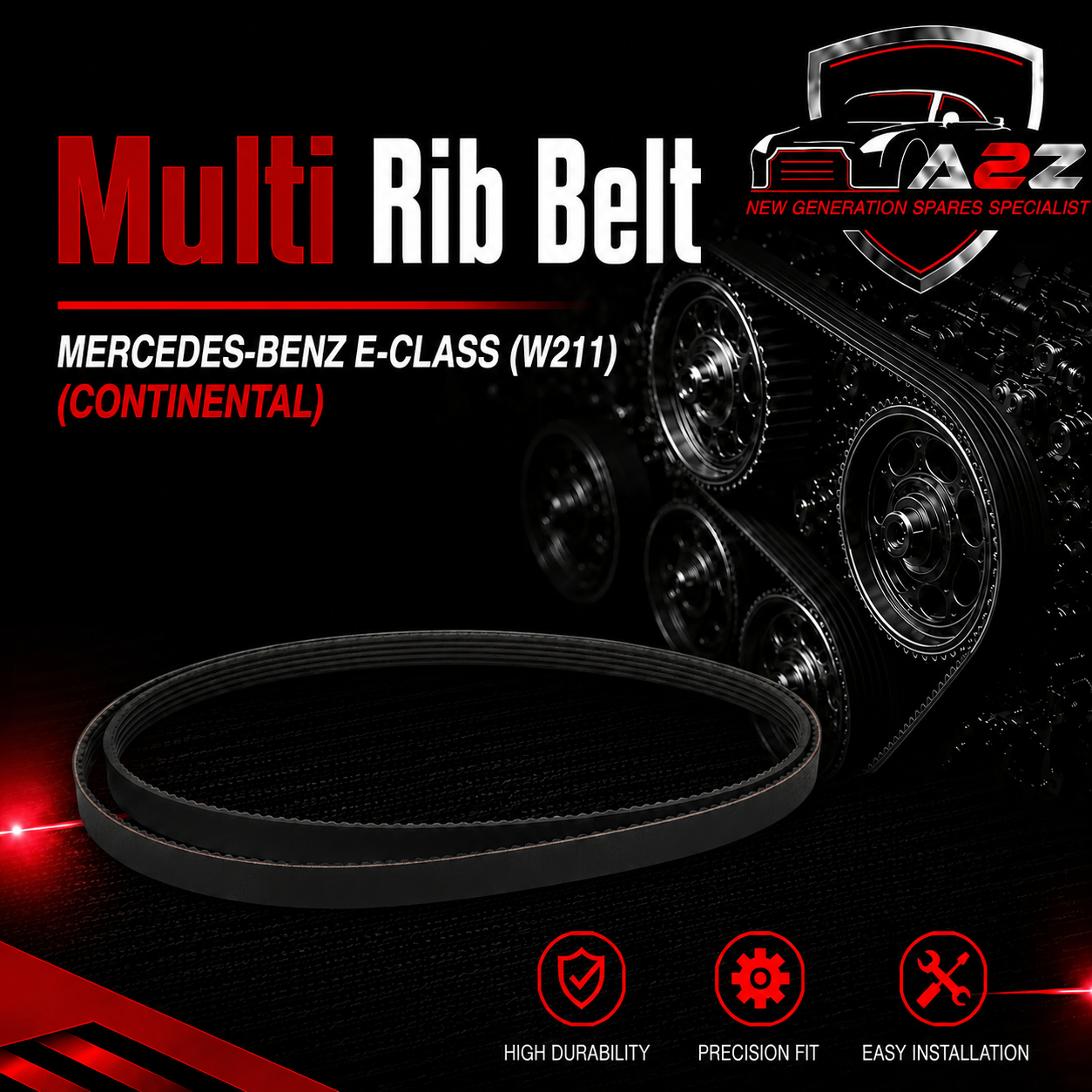 Multi Rib Belt 6PK2380 A0009931396 Compatible With MERCEDES-BENZ E-CLASS (W211) (CONTINENTAL)