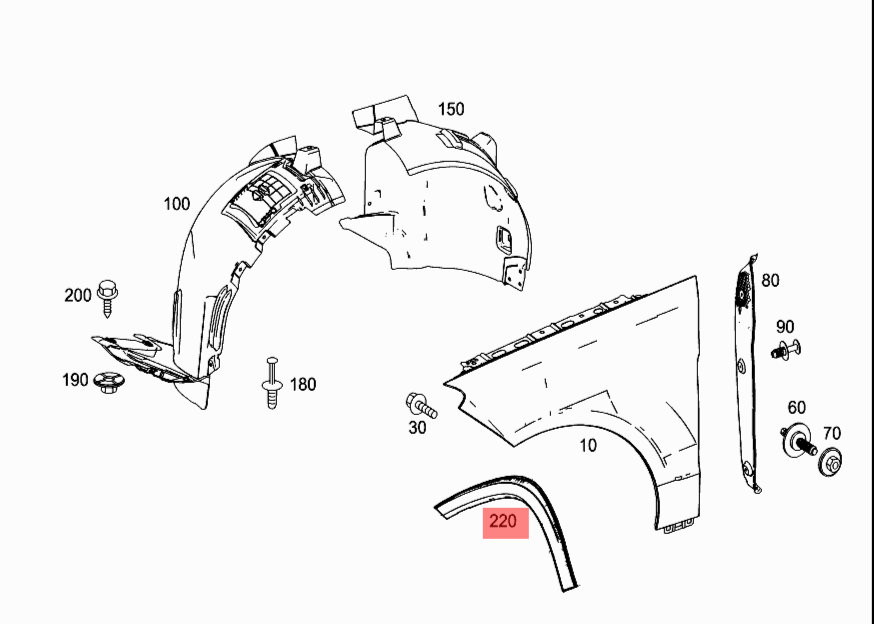 Front Right Wheel Arch (EYEBROW) 2928856622 Compatible With MERCEDES BENZ GLE W292 2015-2018 Tag No.62
