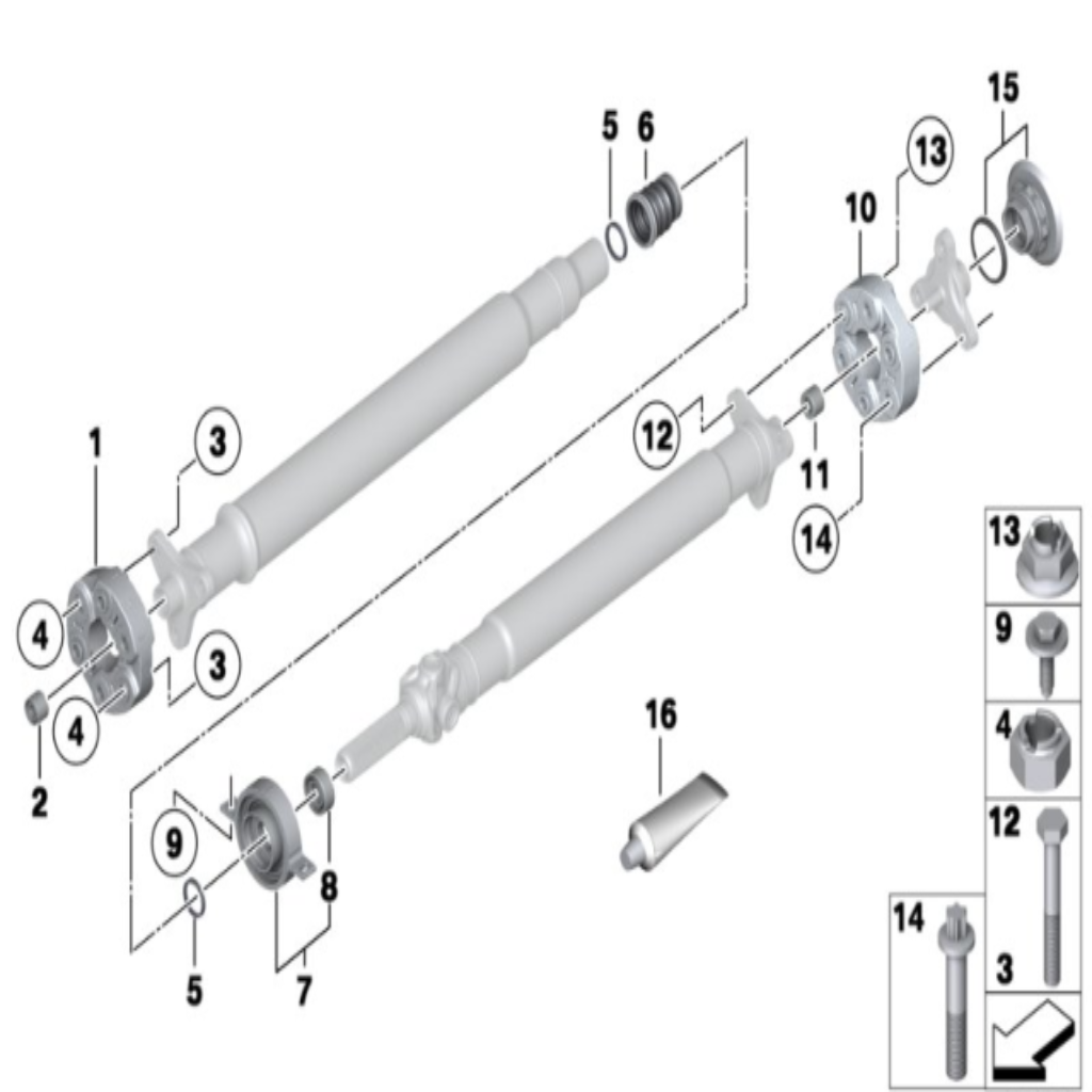 Drive Shaft Center Support Bearing Mount 26127558745 Compatible With BMW X3 F25 & X5 E70 F15, F85 & X6 E71, E72 F16, F86