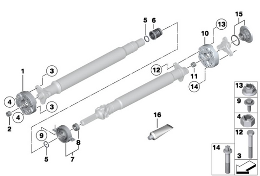 Driveshaft Center Support Bearing Mount 26127564695 Compatible With BMW 5 Series F10 &  7 Series F01, F02, F03, F04